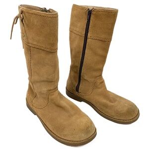 Ugg Womens Rayanne Lined Suede Leather Tie Detail Tall Zip Up‎ Boots, Tan - 6